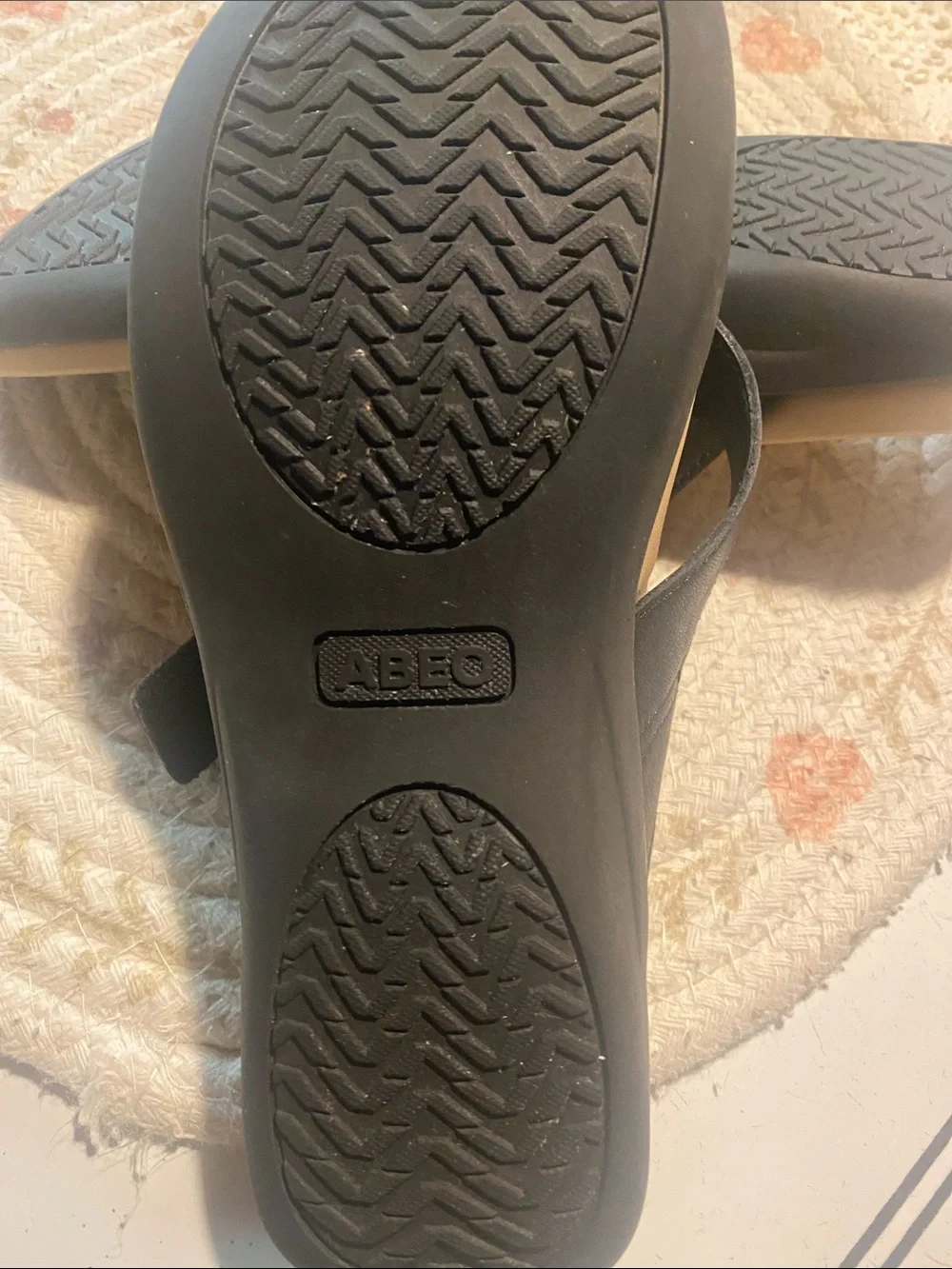 Abeo Women’s Black Slide Sandals with Tan Footbed